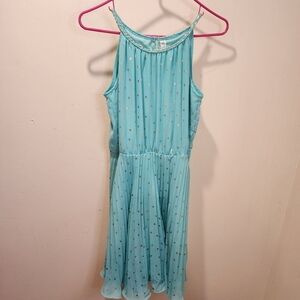 Cherokee polka Dot green/ golden Pleated midi dress junior XL (14/16) size